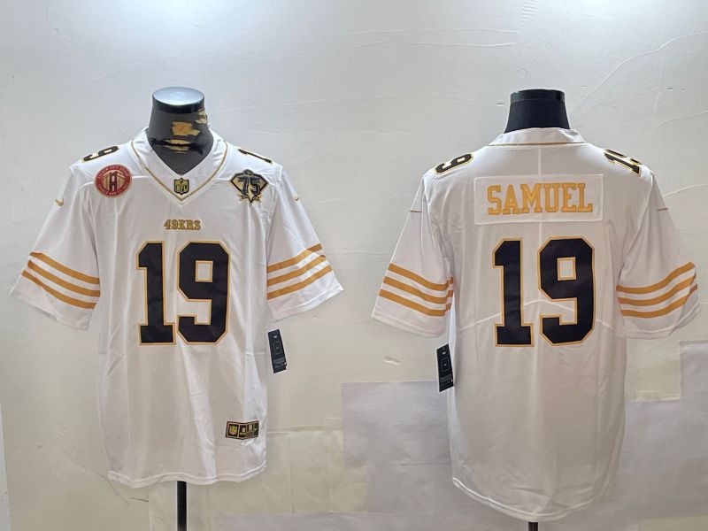 Men San Francisco 49ers 19 Samuel White Gold 2024 Nike Limited NFL Jersey style 12304